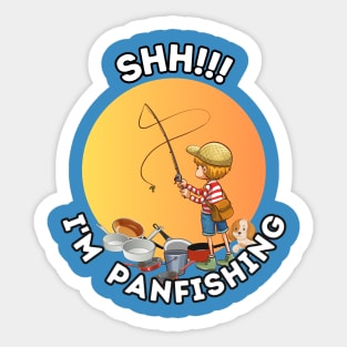 Cute funny little angler fishing for pan fish Sticker